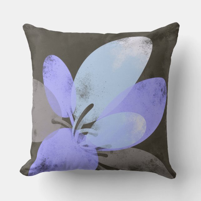 Purple Floral Throw Pillow – Modern Minimal Flower Kudde (Framsida)