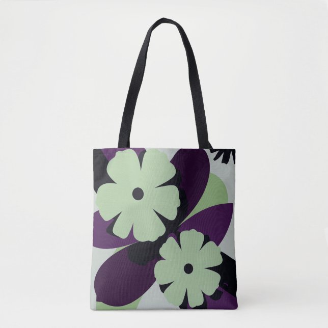 Purple Floral Tote Bag – Modern Minimal Design Tygkasse (Framsida)