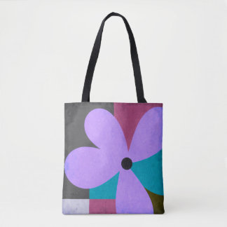 Purple Floral Tote Bag – Modern Minimal Flower Des Tygkasse