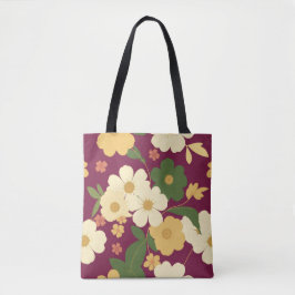 Purple Floral Tote Bag Tygkasse