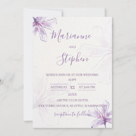 Purple Floral Watercolor Wedding Invitation Inbjudningar