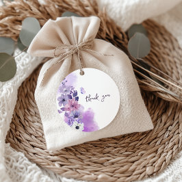 Purple Floral Wedding Favor Tag Gåvor Etiketter