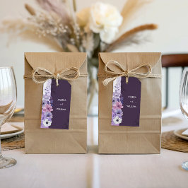 Purple Floral Wedding Gift Tag Presentetikett