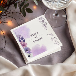Purple Floral Wedding Napkins Pappersservett
