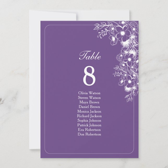 Purple Floral Wedding Seating Chart (Framsida)