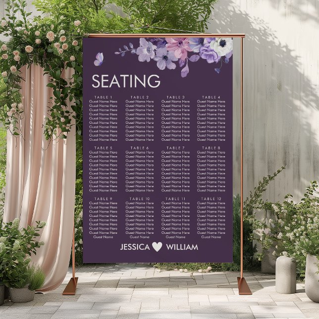 Purple Floral Wedding Seating Chart Poster (Skapare uppladdad)