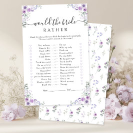 Purple Floral Would the bride rather Game
