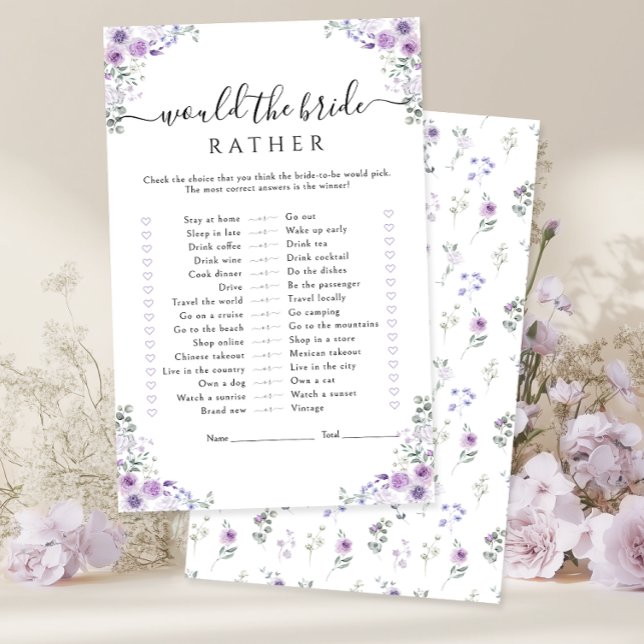 Purple Floral Would the bride rather Game (Skapare uppladdad)