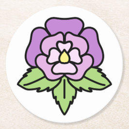 Purple Flower Coaster Underlägg Papper Rund