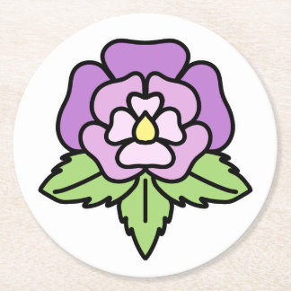 Purple Flower Coaster Underlägg Papper Rund