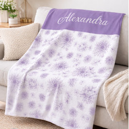 Purple Flower Pattern Custom Name  Fleecefilt