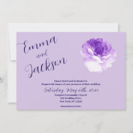 Purple Flower Script Wedding Invitation Inbjudningar