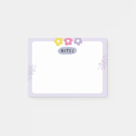 Purple flower sticky notes  post-it block