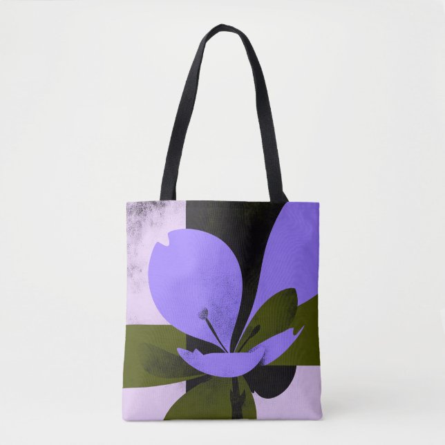 Purple Flower Tote Bag – Modern Abstract Floral De Tygkasse (Framsida)