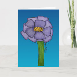 Purple Flower with blue background blank Kort