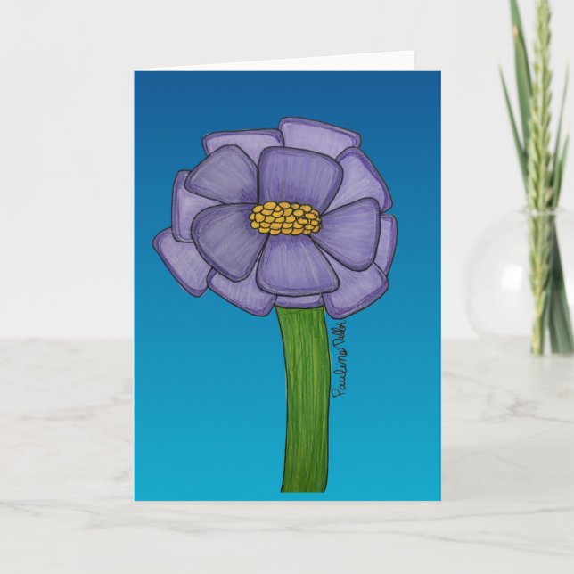 Purple Flower with blue background blank Kort (Framsida)