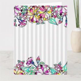 Purple flowers and grey stripes tack kort