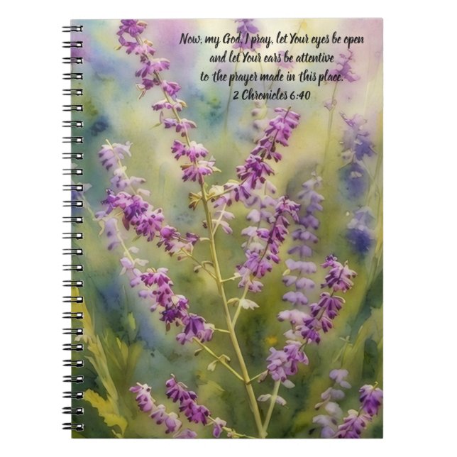 Purple Flowers Bible Verse Prayer Journal Notebook Anteckningsbok (Framsidan)