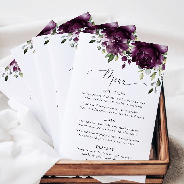 Purple Flowers, Plum Flowers, Bridal Shower Menu (Skapare uppladdad)