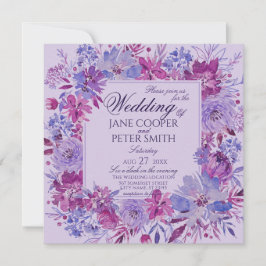 Purple flowers Wedding Invitation Inbjudningar