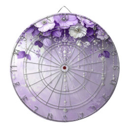 Purple Flowers with Dangling Pearls Dartboard Darttavla