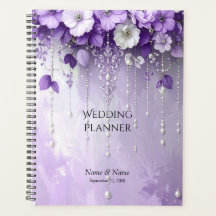Purple Flowers with Dangling Pearls Planner