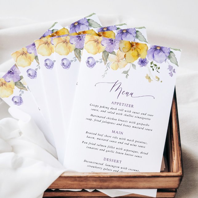 Purple Flowers, Yellow Flowers, Bridal Shower Menu (Skapare uppladdad)