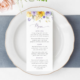 Purple Flowers, Yellow Flowers, Bridal Shower Menu Meny