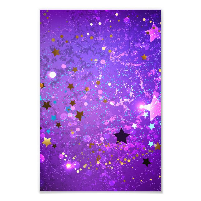 Purple foil background with Stars Fototryck (Framsidan)