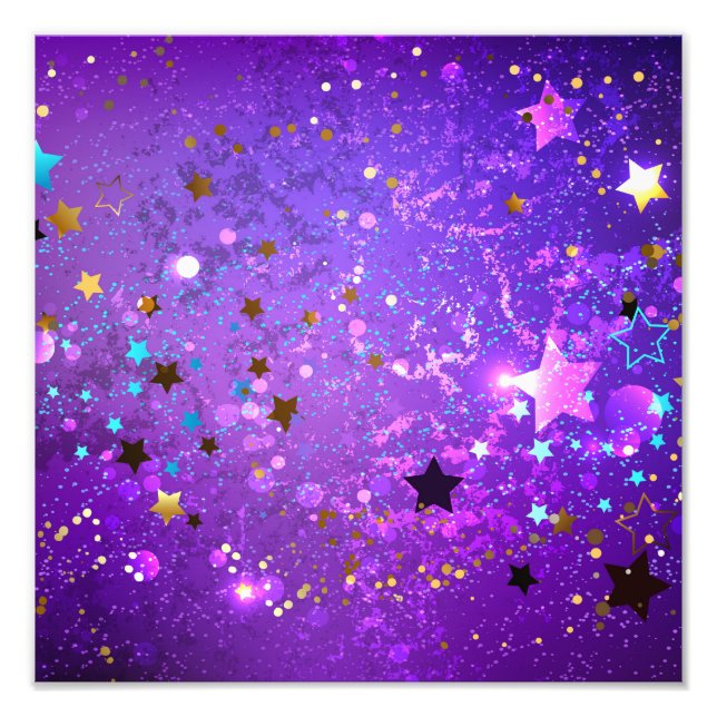 Purple foil background with Stars Fototryck (Framsidan)