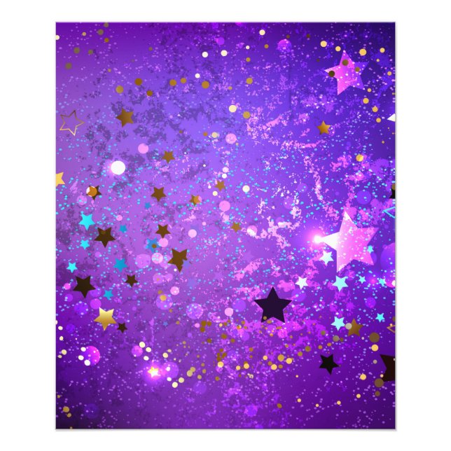 Purple foil background with Stars Fototryck (Framsidan)