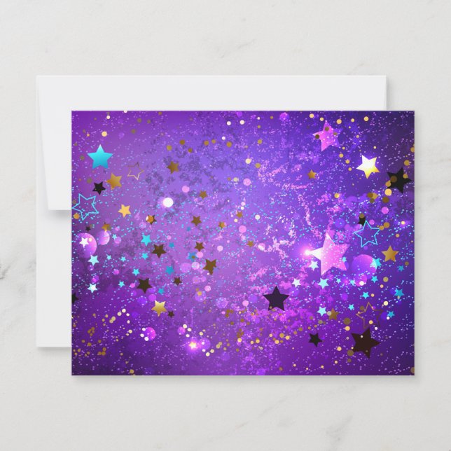 Purple foil background with Stars Inbjudningar (Framsida)