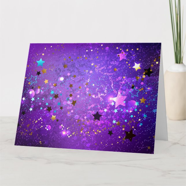 Purple foil background with Stars Tack Kort (Framsida)