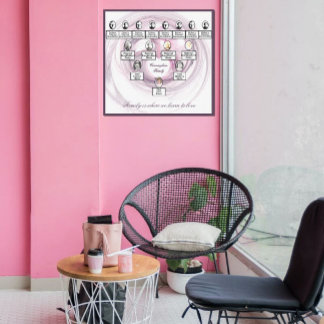 Purple Fractal Heart Oval Photos Family Tree Canvastryck