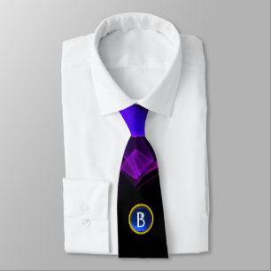PURPLE FRACTAL WAVES AND SWIRLS, BLUE GEM MONOGRAM SLIPS