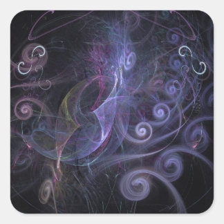 Purple fractals swirls fyrkantigt klistermärke