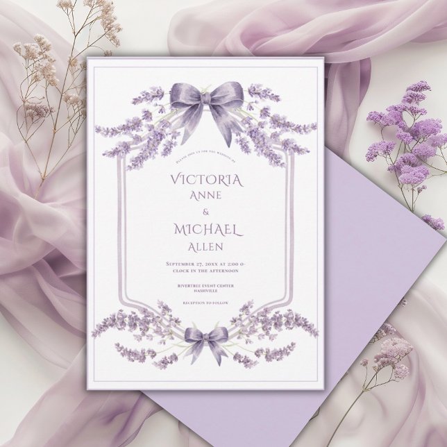 Purple Frame Floral Elegant Wedding Invitation Inbjudningar (Skapare uppladdad)