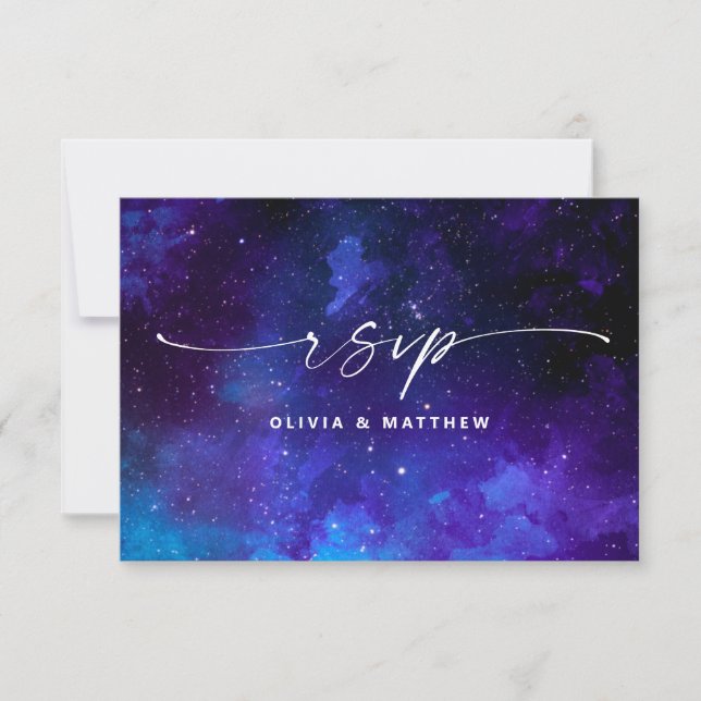 Purple Galaxy Wedding | Starry Night Celestial OSA Kort (Framsida)