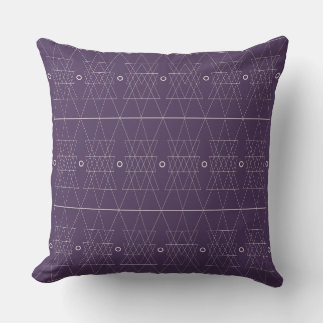 Purple Geometric Triangles Couch Pillow Kudde (Framsida)