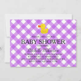 Purple Gingham Rubber Duckie Baby Shower Inbjudningar