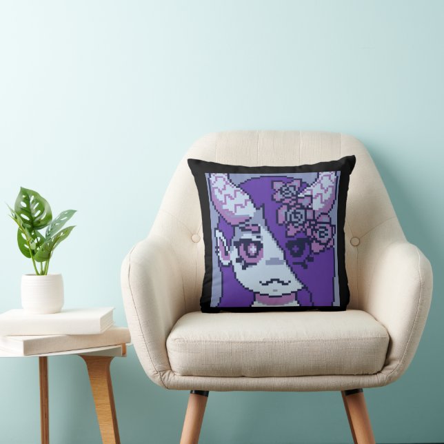 Purple girl, Pixel Art, pixelart Kudde (Stol)