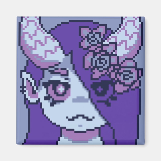 Purple Girl Pixelart, Pixel Art Magnet (Framsidan)