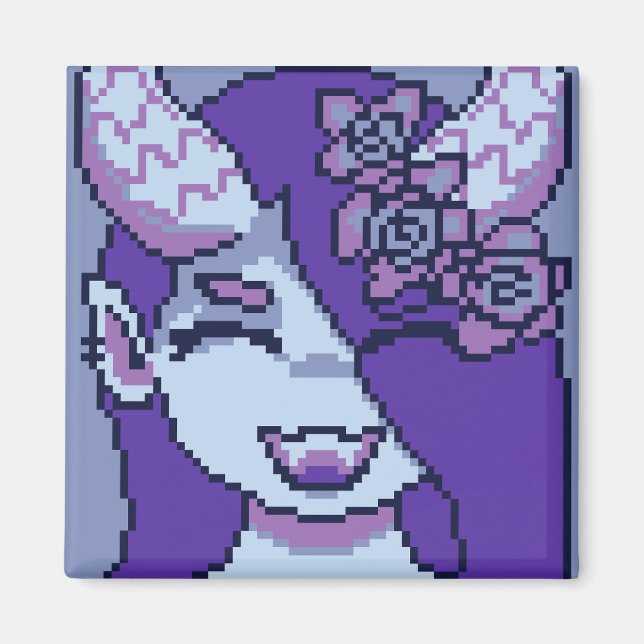 Purple girl smile pixelart, Pixel Art Magnet (Framsidan)