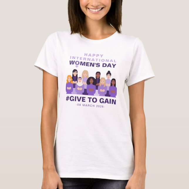 Purple Give To Gain International Women's Day 2026 T Shirt (Framsida)