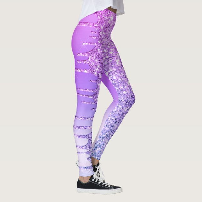 Purple Glitter Drips Leggings (Höger)