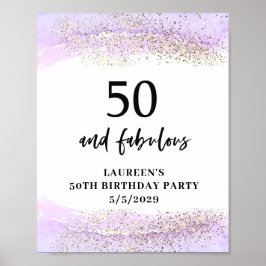 Purple Glitter Purple 50th Birthday Party  Poster