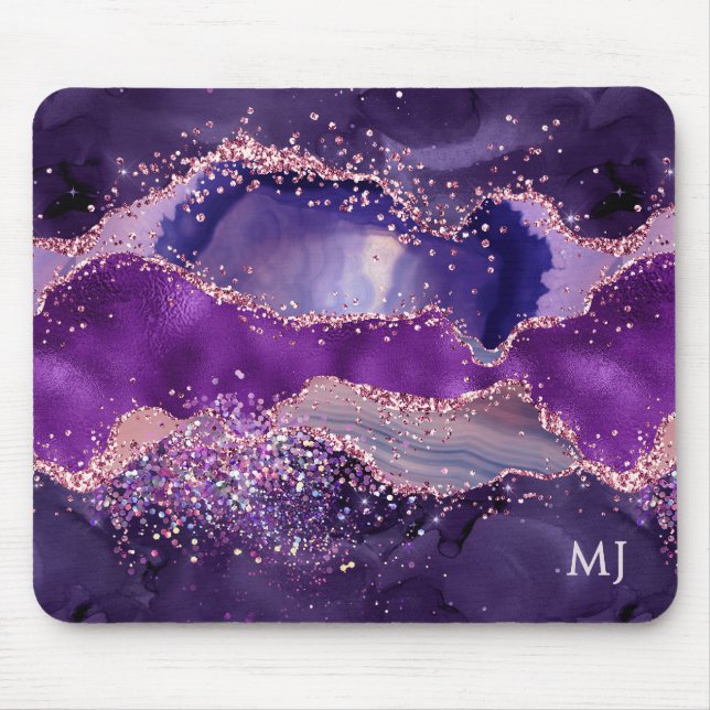 Purple Glittery Agate Texture Musmatta (Framsidan)