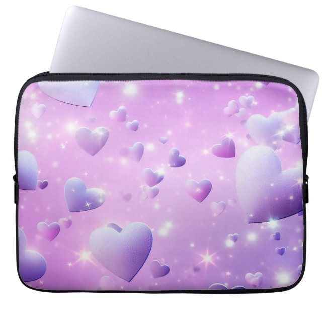 Purple Glow Heart Electronics Bag Laptop Fodral (Framsidan)