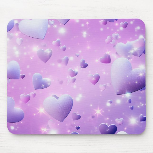 Purple Glow Heart Mousepad Musmatta (Framsidan)