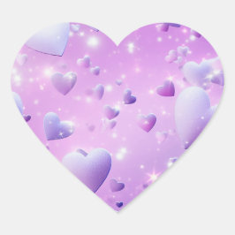 Purple Glow Heart Sticker Hjärtformat Klistermärke